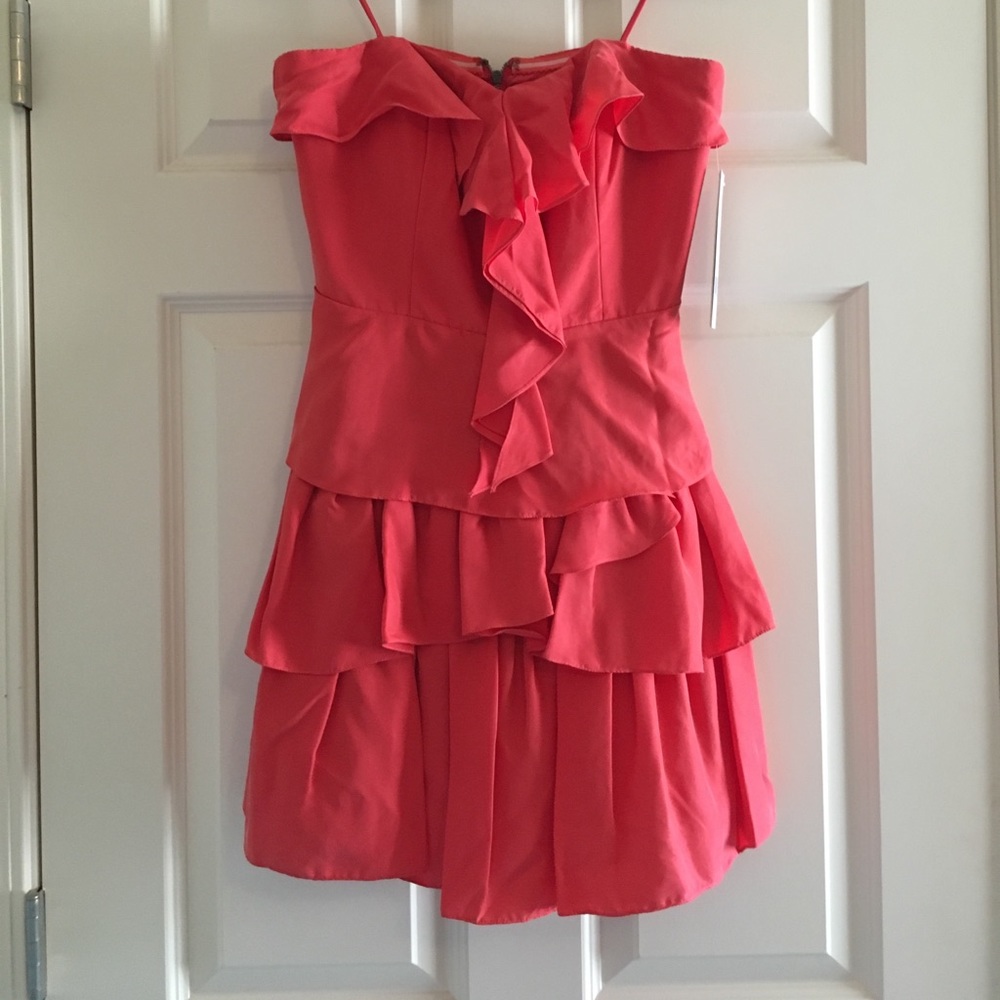 NWT Nicole Miller Silk Coral Mini Dress